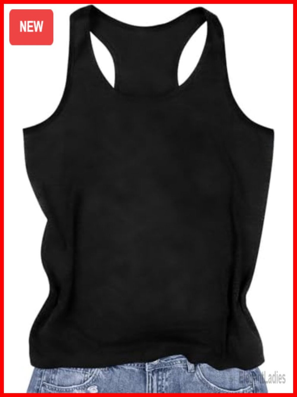 Womens Racerback Tank Top Summer Sleeveless Round Neck Loose Fit Casual Top